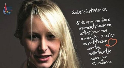 Des coeurs sur les bulletins de Marion Maréchal-Le Pen