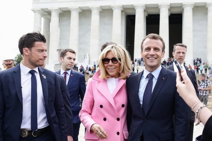 Le garde du corps de Brigitte Macron pendant sa visite à Washington, en avril 2018