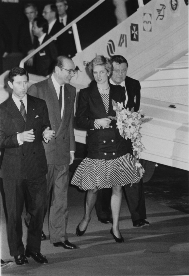 Le prince et la princesse de Galles reçue par Jacques Chirac en 1987