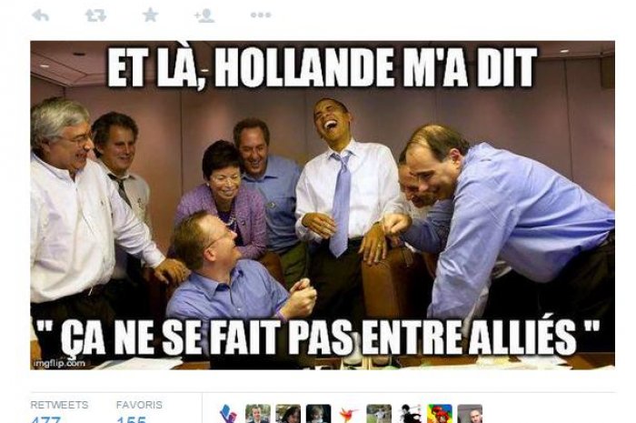 Barack Obama se moquant de François Hollande