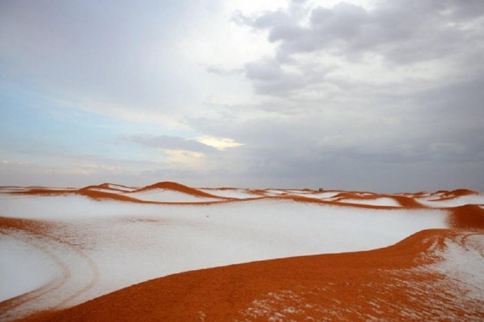 La neige recouvre le sable saoudien