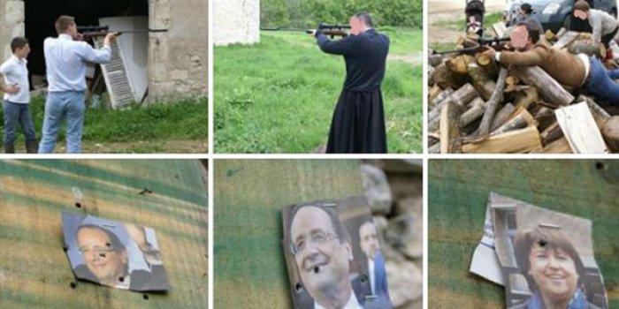 Municipales 2014 : un candidat tire sur des photos de François Hollande