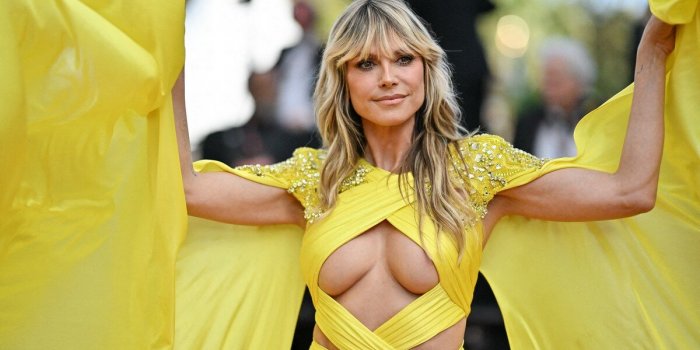 Heidi Klum d&eacute;voile un sein sur le tapis rouge de Cannes : les photos