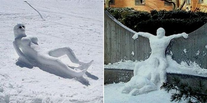 Photos : ces bonshommes de neige un peu trop os&eacute;s