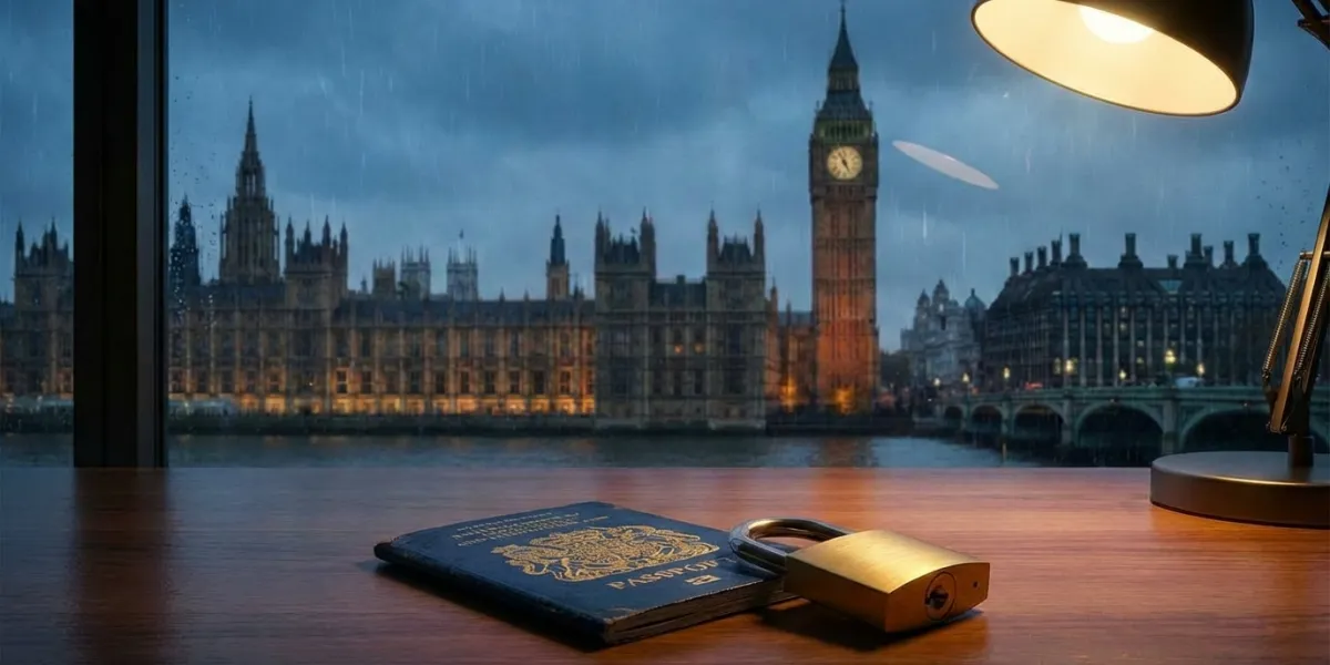 A high-quality, cinematic editorial illustration of Big Ben and the Palace of Westminster in London,