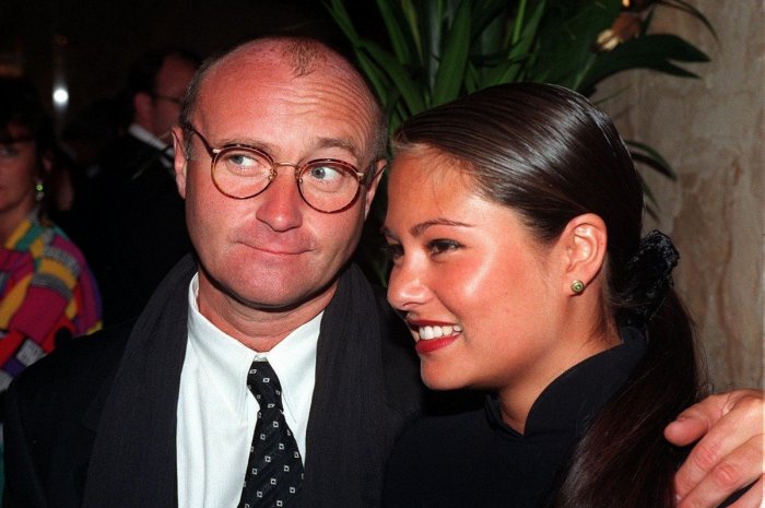 Phil Collins et sa fiancée Orianne Cevey en 1997