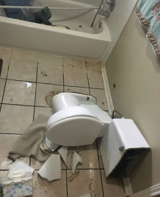 Les toilettes n'ont pas résisté aux secousses
