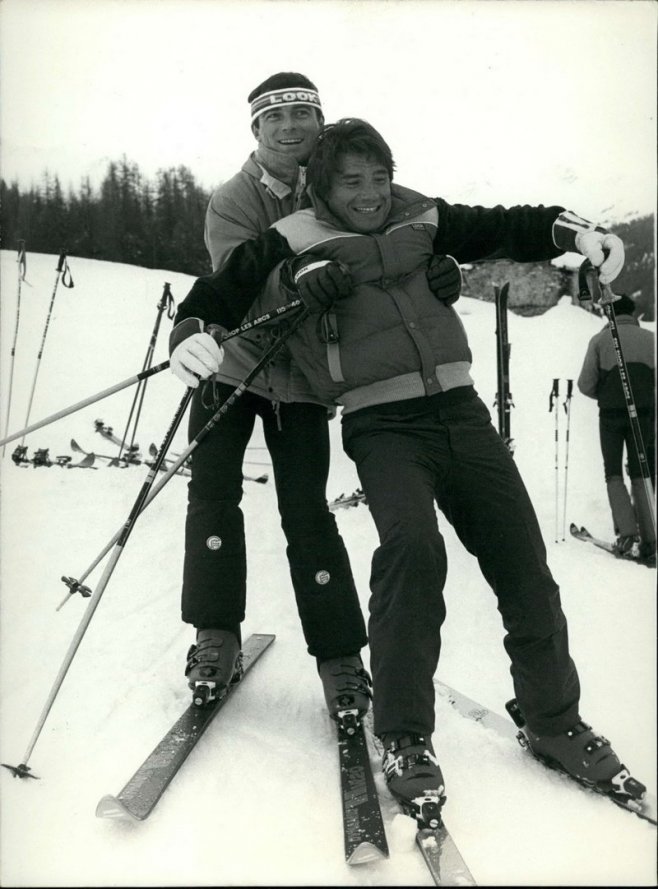 Bernard Tapie avec Bernard Hinault à la montagne en 1984