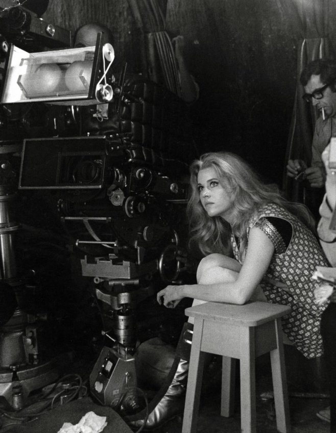Jane Fonda sur le tournage du film Barbarella en 1968