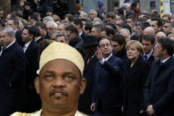 Lors de la marche républicaine après les attentats de Charlie Hebdo
