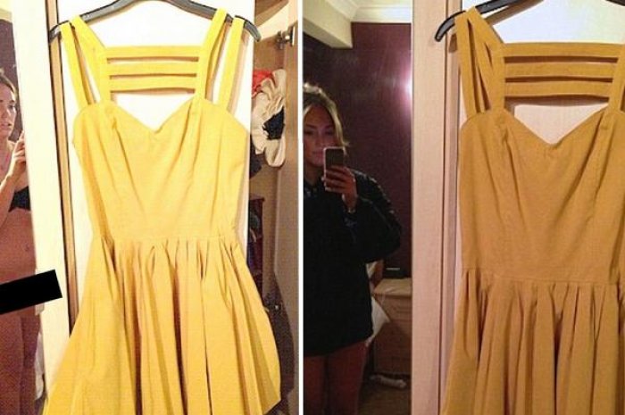 La vendeuse de cette robe jaune s'est rendu compte trop tard de sa bourde