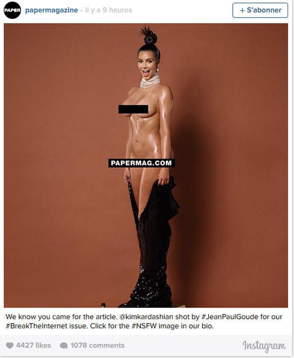 Kim Kardashian entièrement nue dans Paper magazine