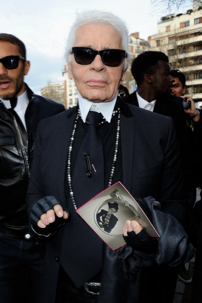 Le couturier Karl Lagerfeld au défilé Dior en janvier 2014