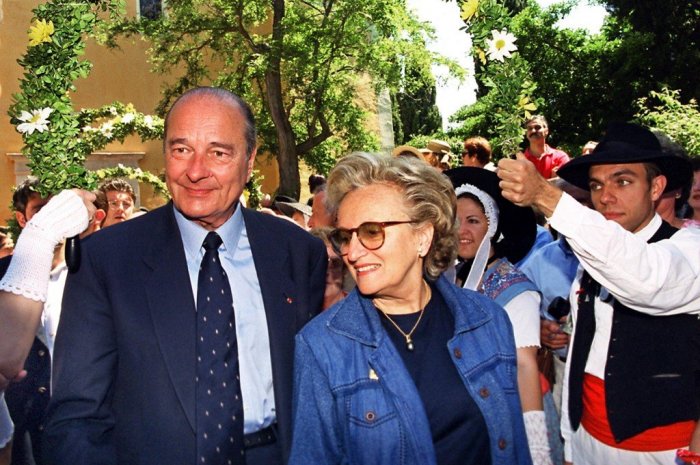 Bernadette et Jacques Chirac à Bormes-les-Mimosas en 1999