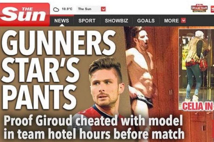 Le footballeur Olivier Giroud pris en flagrant délit