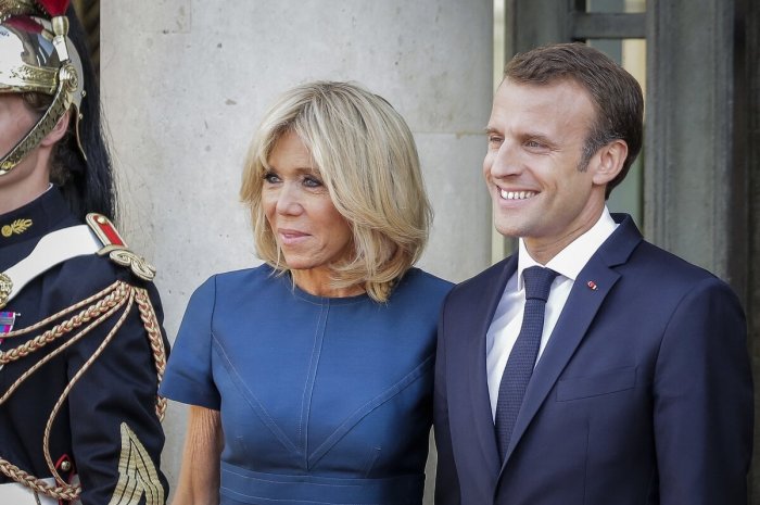 Brigitte Macron avec le président de la République en 2018