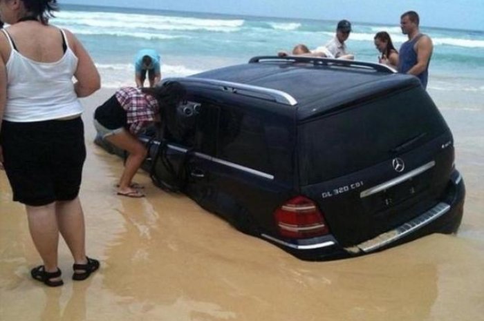 Quelle idée d'aller se garer sur la plage