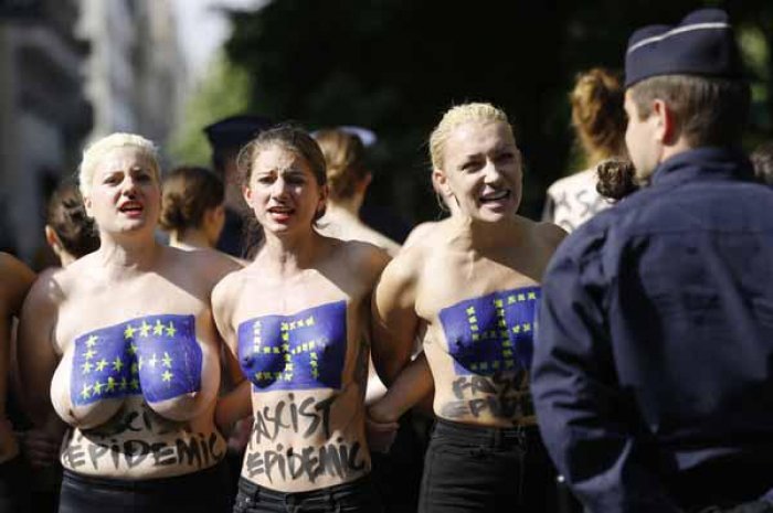 Intervention des Femen ce mardi matin contre le FN