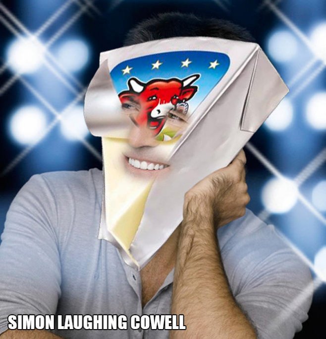 Simon Cowell + La vache qui rit = Simon Laughing Cowell