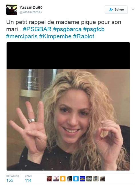 La femme de Piqué, Shakira, ne semble pas déçue de ce 4-0