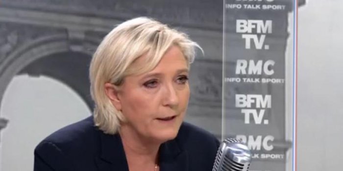 VIDÉO Marine Le Pen traite un député PS de "voyou" dans les coulisses de "BFMtv" 