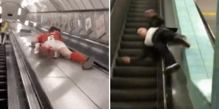 Ces personnes qui n'auraient jamais d&ucirc; faire le pitre dans l'escalator !