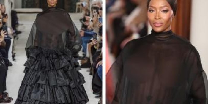 Fashion Week de Paris : Naomi Campbell d&eacute;file seins nus pour Valentino