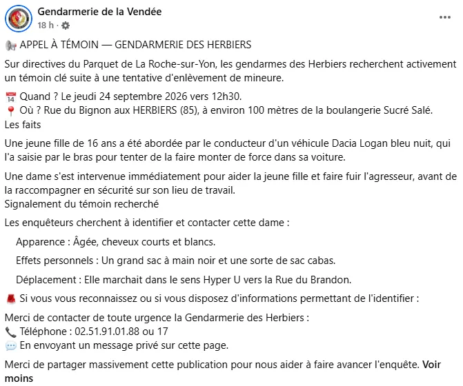 Appel à témoins