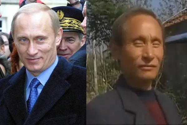 le président russe vladimir poutine (d) et son épouse lioudmila (g) visitent, le 12 février 2003 le village de saint-emilion, à l'occasion de leur voyage officiel en france    afp photo   patrick bernard