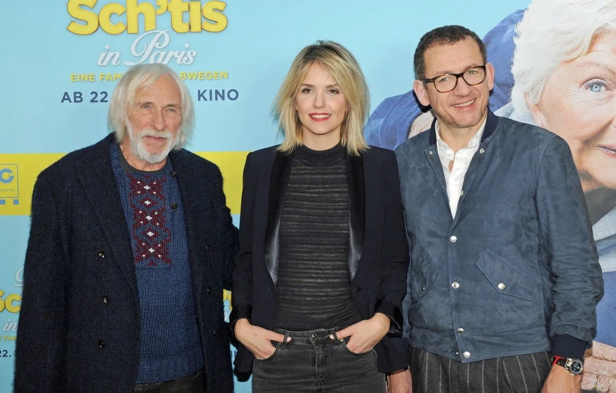 french actors pierre richard, laurence arne and dany boon pose during a photo call of the film the sch'tis in paris in munich, southern germany, on march 12, 2018 (photo by ursula dueren   dpa   afp)   germany out