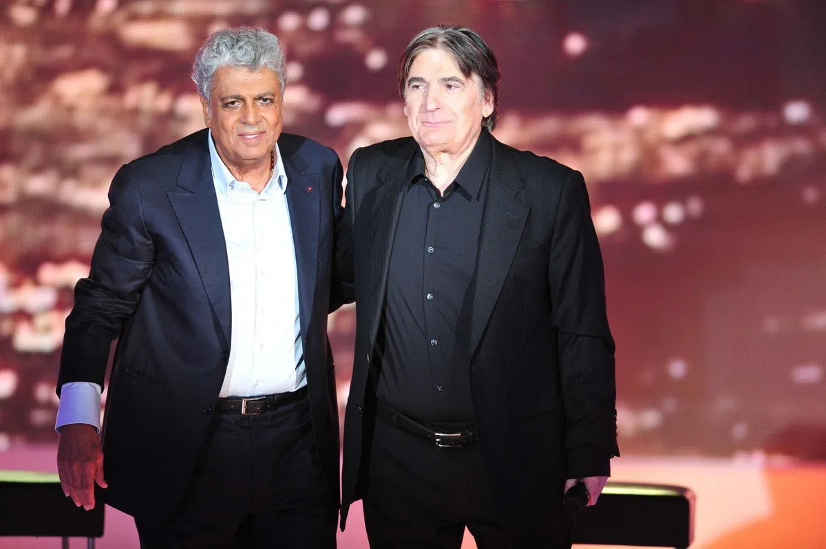 serge lama and enrico macias at the taping of vivement dimanche on august 29, 2012 in paris, france photo by max colin abacapresscom , 672213 042 paris france