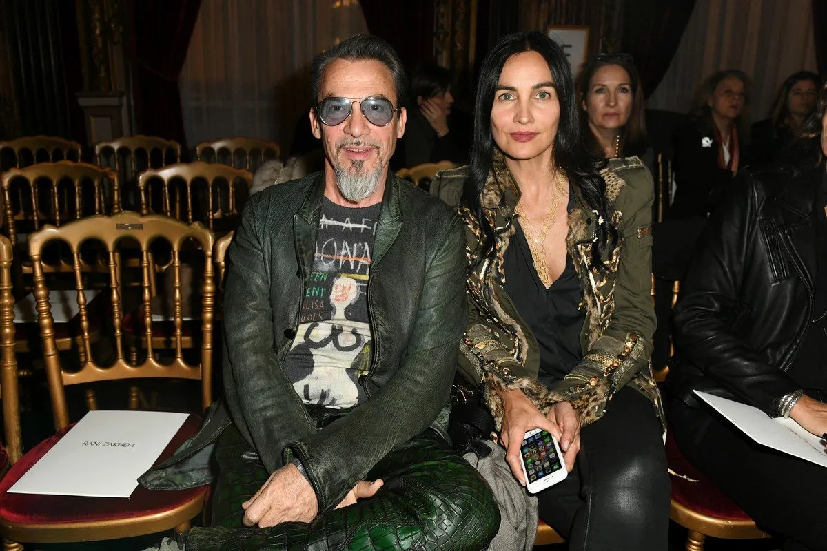 florent pagny and his wife azucena camano attend the rani zakhem haute couture spring summer 2018 show as part of paris fashion week on january 22, 2018 in paris, france photo by laurent zabulon abacapresscom