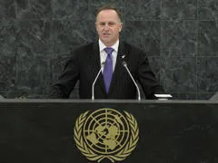 john key, premier ministre de nouvelle-zélande, prend la parole lors de la 68ème session de l'assemblée générale des nations unies le 26 septembre 2013 au siège de l'onu à new york afp photo stan honda pool