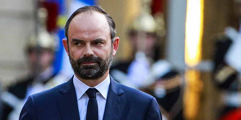 french newly appointed prime minister edouard philippe looks on during an official handover ceremony with his predecessor bernard cazeneuve at the hotel matignon, in paris on may 15, 2017   afp photo   stringer