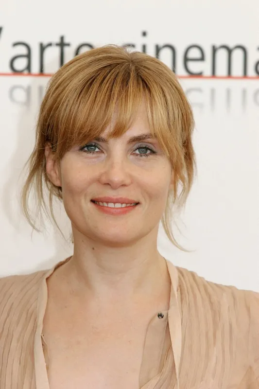 emanuelle seigner poses 'backstage' photocall during the mostra venice film festival