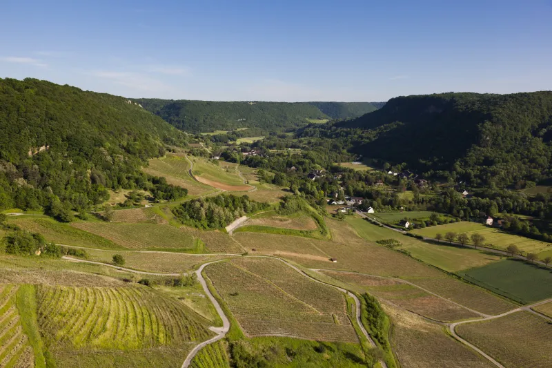 valley in the chateau-chalon, jura, bourgogne-franche-comte, france
