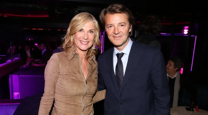 michele laroque et son compagnon francois baroin lors de l'after party de l'avant premiere de 'brillantissime' a l'arc, paris, france le 15 janvier 2018 photo by jerome domine abacapresscom , 622617 001 paris france
