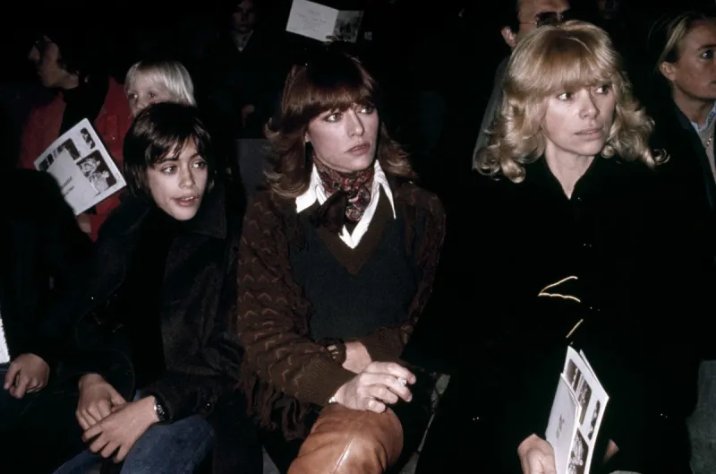nathalie delon with anthony, son of nathalie and alain delon and right mireille darc, alain delon's new girlfriend (1974) photo by dpa abacapresscom