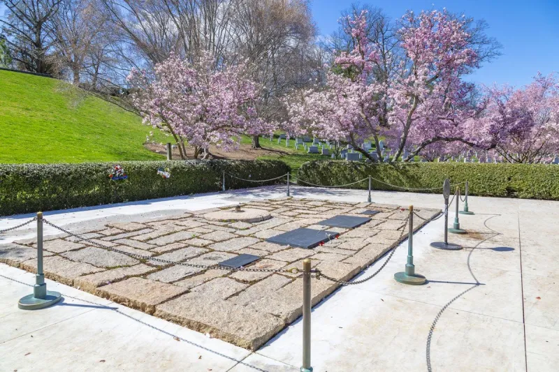 view of president john f kennedy gravesite in arlington national cemetery, washington dc, district of columbia, united states of america