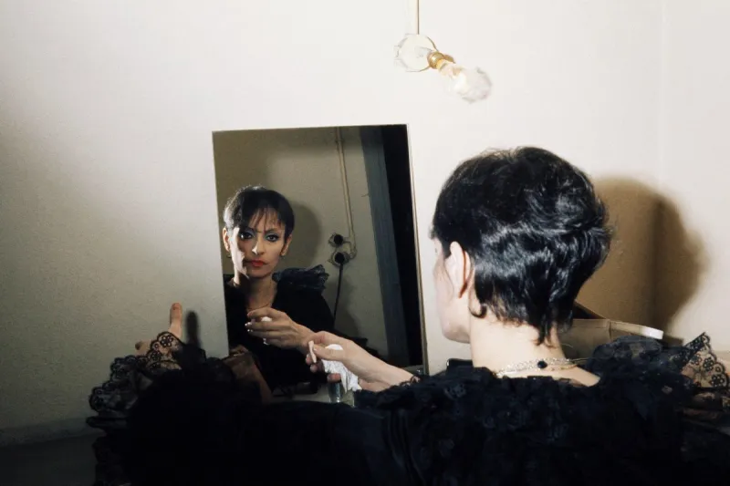 french singer barbara poses in her dressing room in le havre on february 1971 (photo by jean-pierre prevel   afp)