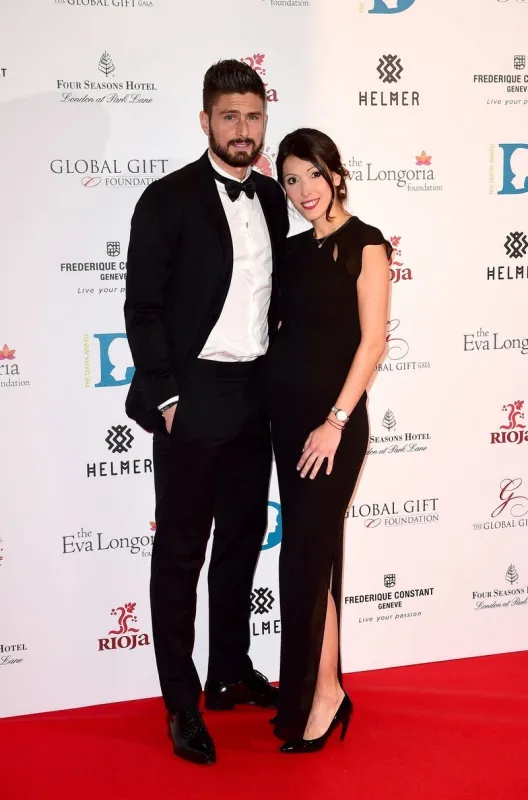 olivier giroud and his wife jennifer attending the 6th annual global gift gala at the four seasons hotel in london, uk on monday november 30, 2015 photo by ian west pa photos abacapresscom , 525936 010 londres london royaume uni united kingdom
