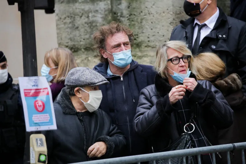 maurice benguigui and jean-paul rouve at french actor claude brasseur's funeral service on december 29, 2020 at eglise saint roch in paris, france photo by nasser berzane abacapresscom , 751561 062 paris france