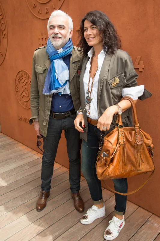 pascal praud and his wife on village during french tennis open at roland-garros arena on june 02, 2017 in paris, france photo by nasser berzane abacapresscom <motcle99> roland garros roland-garros french open < motcle99>