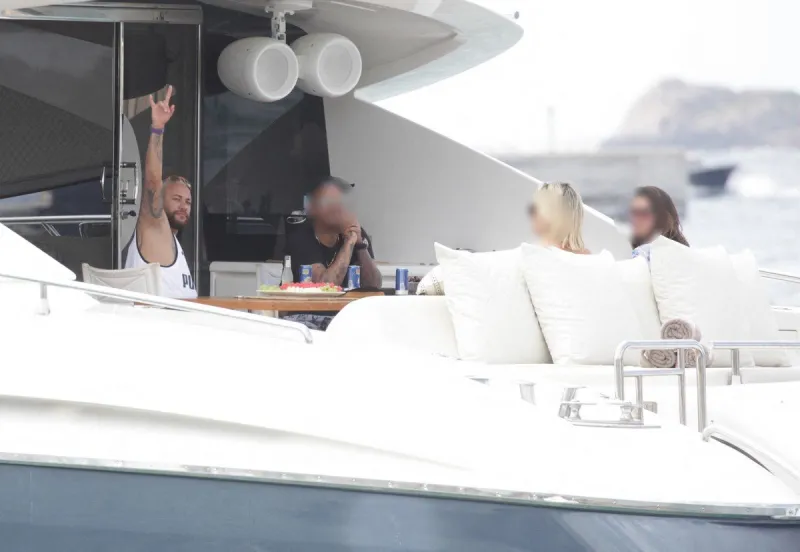 neymar on holidays on a yacht - ibiza