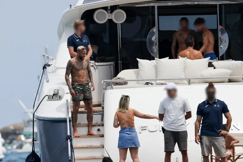 neymar on holidays on a yacht - ibiza