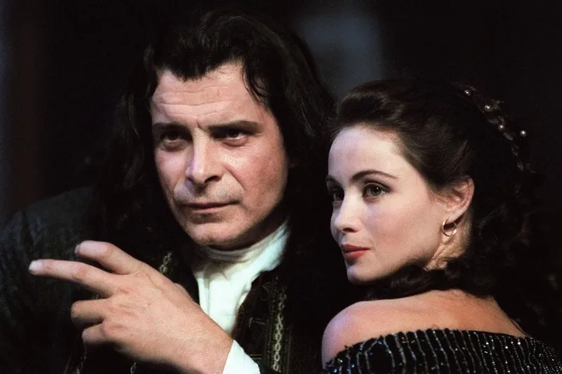 french actors emmanuelle beart (r) and jacques weber rehearse le misanthrope written by moliere and directed by jacques weber at the porte saint-martin theater in paris on september 8, 1990 afp photo gilles leimdorfer (photo by gilles leimdorfer   afp)