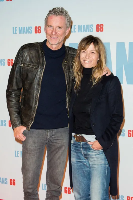 denis brogniart and his wife hortense brogniart attends 'le mans 66' paris film premiere at gaumont champs elysees in paris on october 06, 2019 photo by nasser berzane abacapresscom , 703547 076 paris france