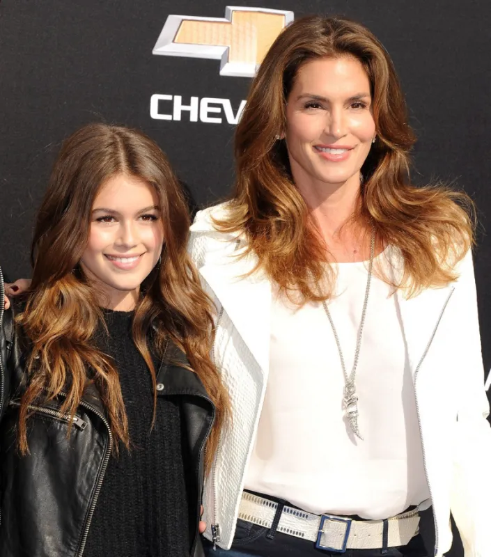 cindy crawford and family at tomorrowland world premiere - anaheim