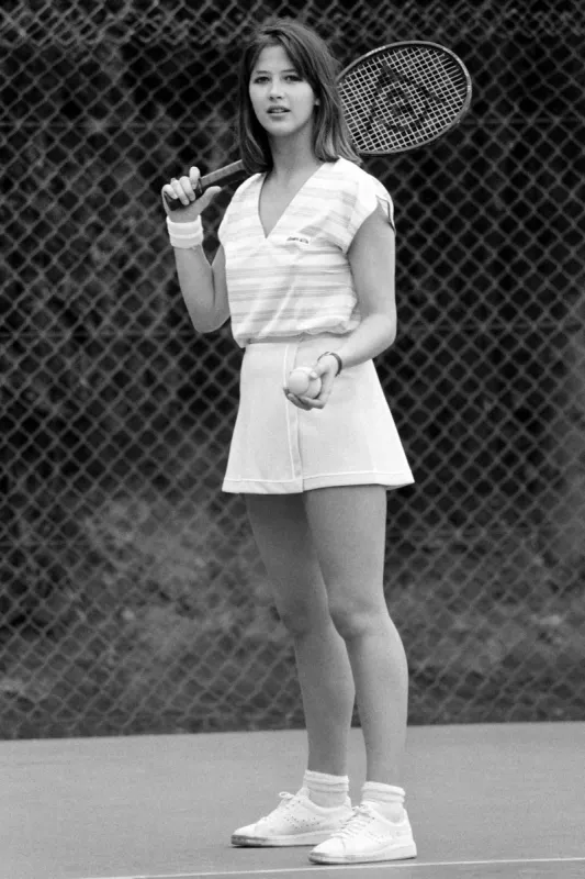 french actress sophie marceau plays tennis on april 1, 1983 in monaco (photo by ralph gatti   afp)