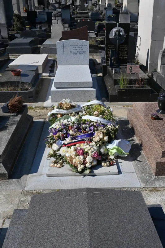 exclusive - singer christophe's grave at montparnasse cemetery - paris